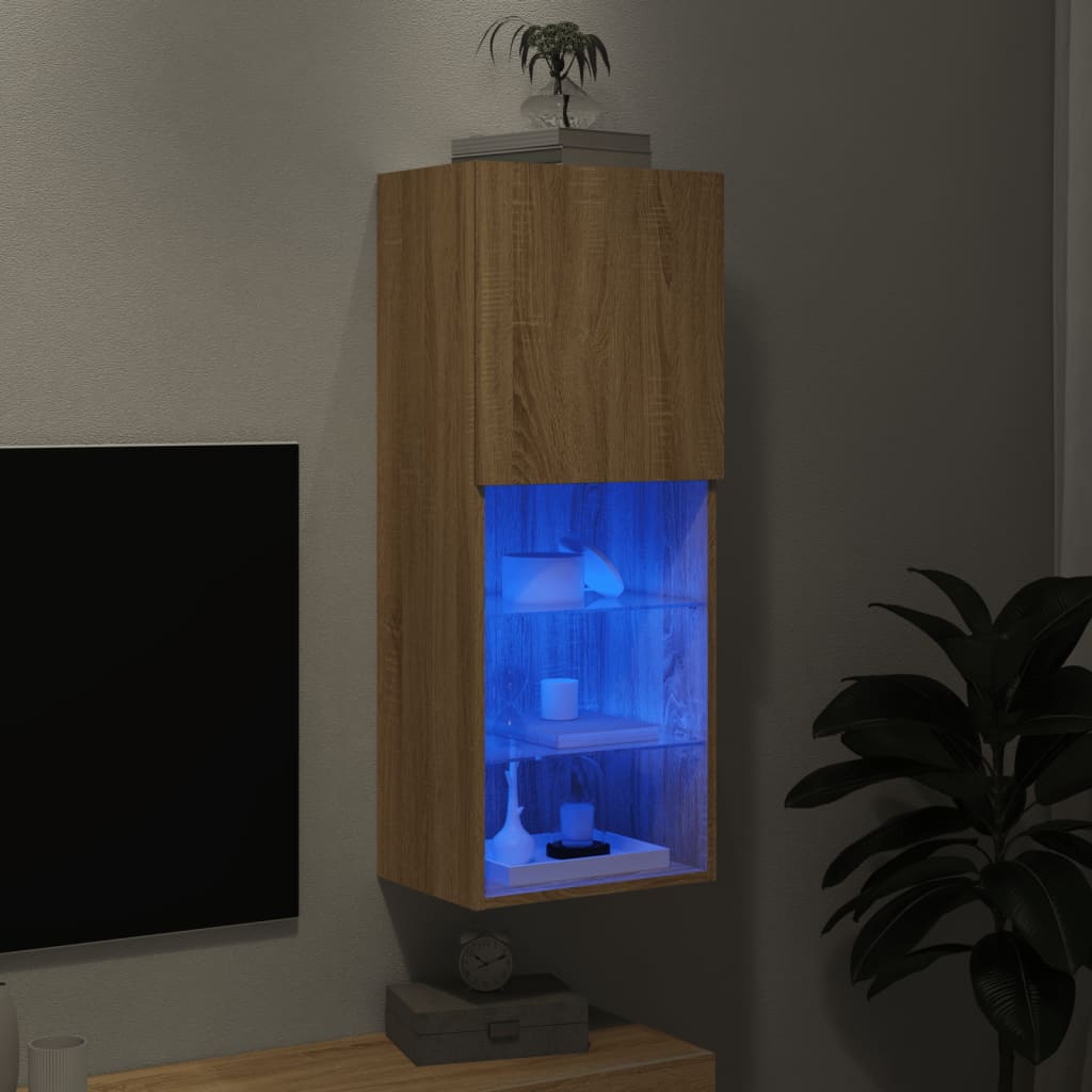 Tv-meubel met LED-verlichting 40,5x30x102 cm sonoma eikenkleur is nu te koop bij PeponiXL, paradijselijk wonen!