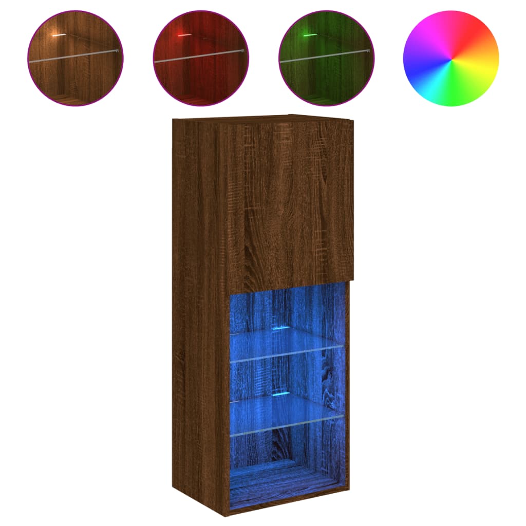 Tv-meubel met LED-verlichting 40,5x30x102 cm bruin eikenkleur is nu te koop bij PeponiXL, paradijselijk wonen!