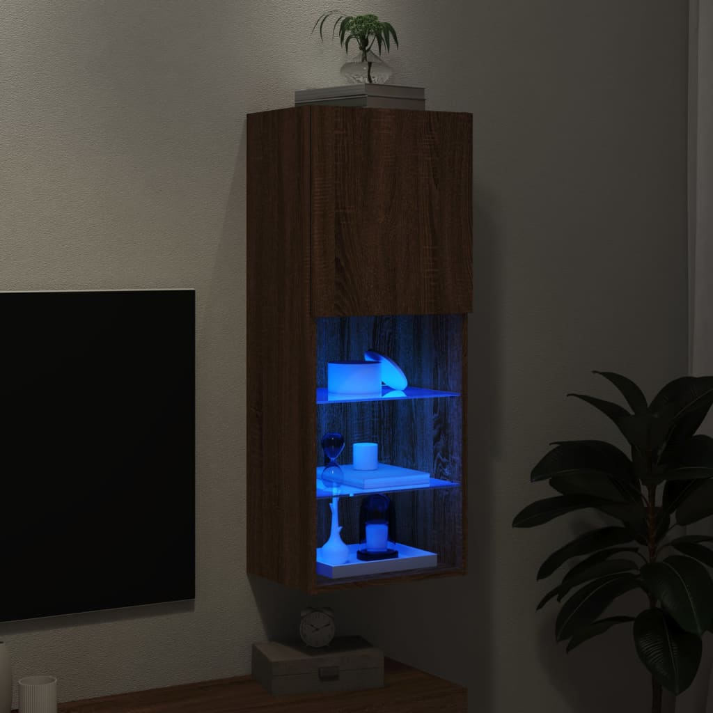 Tv-meubel met LED-verlichting 40,5x30x102 cm bruin eikenkleur is nu te koop bij PeponiXL, paradijselijk wonen!