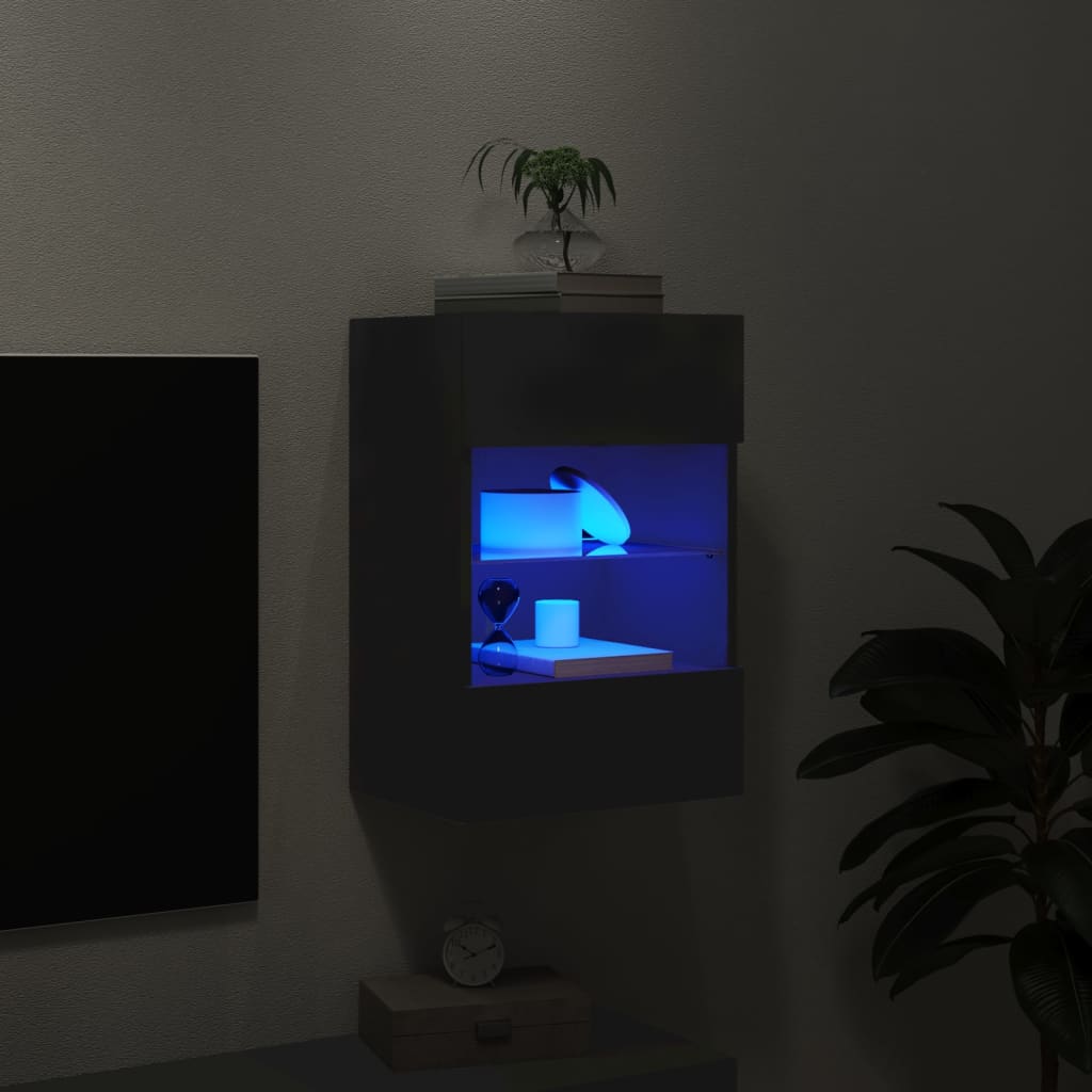 Tv-wandmeubel met LED-verlichting 40x30x60,5 cm zwart is nu te koop bij PeponiXL, paradijselijk wonen!