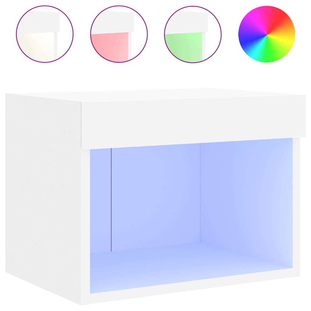 Nachtkastje met LED's wandgemonteerd wit is nu te koop bij PeponiXL, paradijselijk wonen!