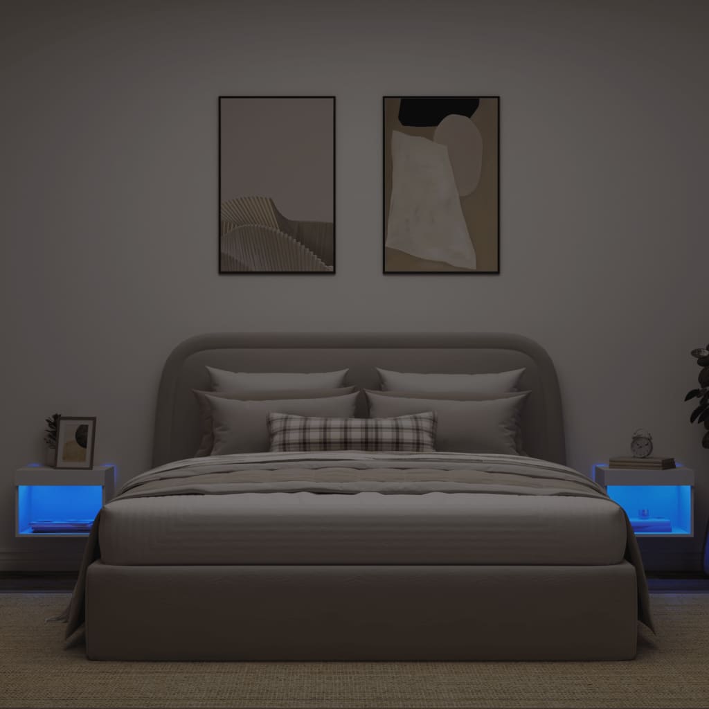Nachtkastjes met LED's 2 st wandgemonteerd wit is nu te koop bij PeponiXL, paradijselijk wonen!