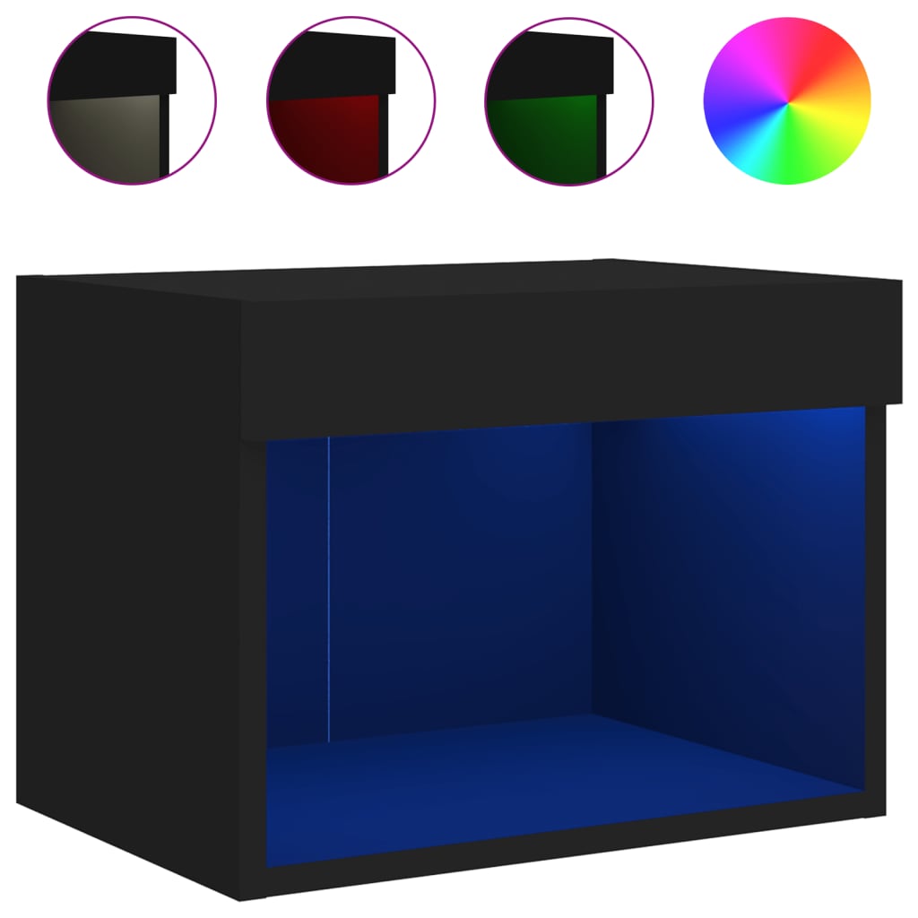 Nachtkastje met LED's wandgemonteerd zwart is nu te koop bij PeponiXL, paradijselijk wonen!