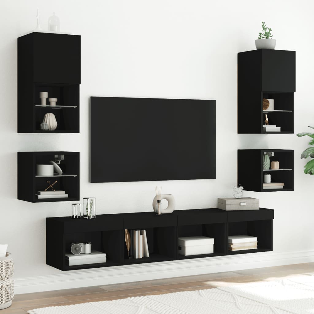 Nachtkastje met LED's wandgemonteerd zwart is nu te koop bij PeponiXL, paradijselijk wonen!