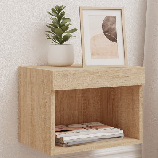 Nachtkastje met LED's wandgemonteerd sonoma eikenkleurig is nu te koop bij PeponiXL, paradijselijk wonen!