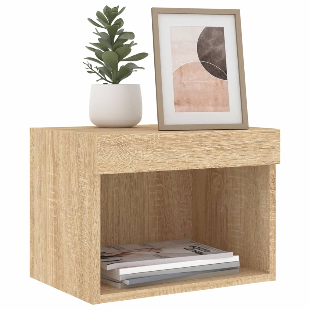 Nachtkastjes met LED's 2 st wandgemonteerd sonoma eikenkleurig is nu te koop bij PeponiXL, paradijselijk wonen!