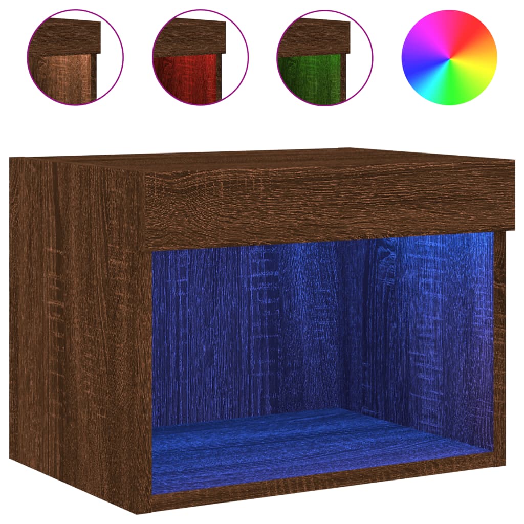 Nachtkastjes met LED's 2 st wandgemonteerd bruin eikenkleur is nu te koop bij PeponiXL, paradijselijk wonen!