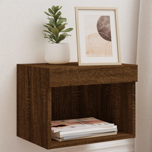 Nachtkastjes met LED's 2 st wandgemonteerd bruin eikenkleur is nu te koop bij PeponiXL, paradijselijk wonen!