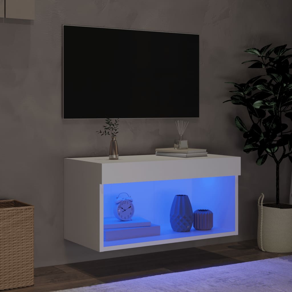 Tv-meubel met LED-verlichting 60x30x30 cm wit is nu te koop bij PeponiXL, paradijselijk wonen!