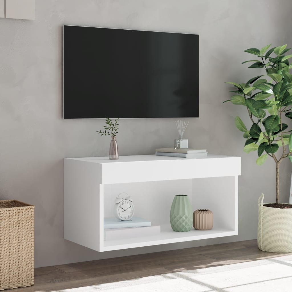 Tv-meubel met LED-verlichting 60x30x30 cm wit is nu te koop bij PeponiXL, paradijselijk wonen!