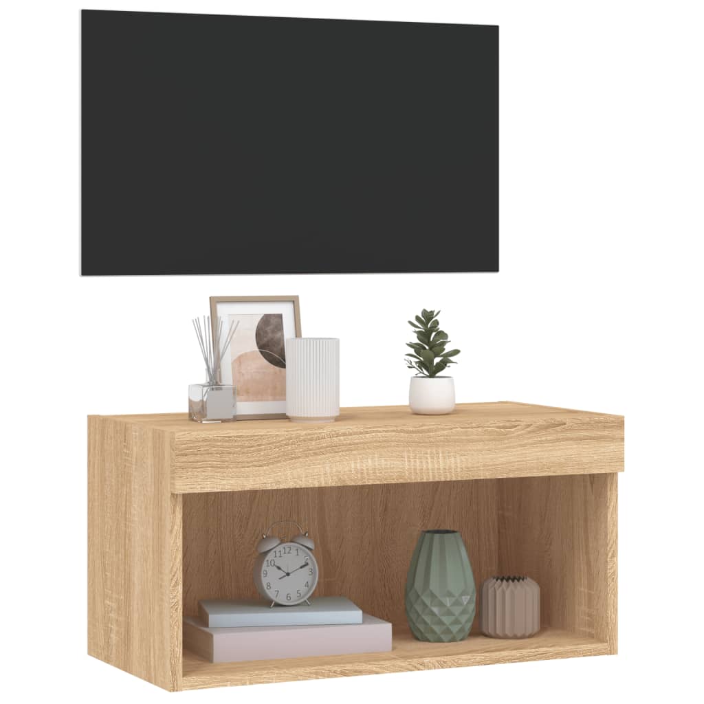 Tv-meubel met LED-verlichting 60x30x30 cm sonoma eikenkleurig is nu te koop bij PeponiXL, paradijselijk wonen!