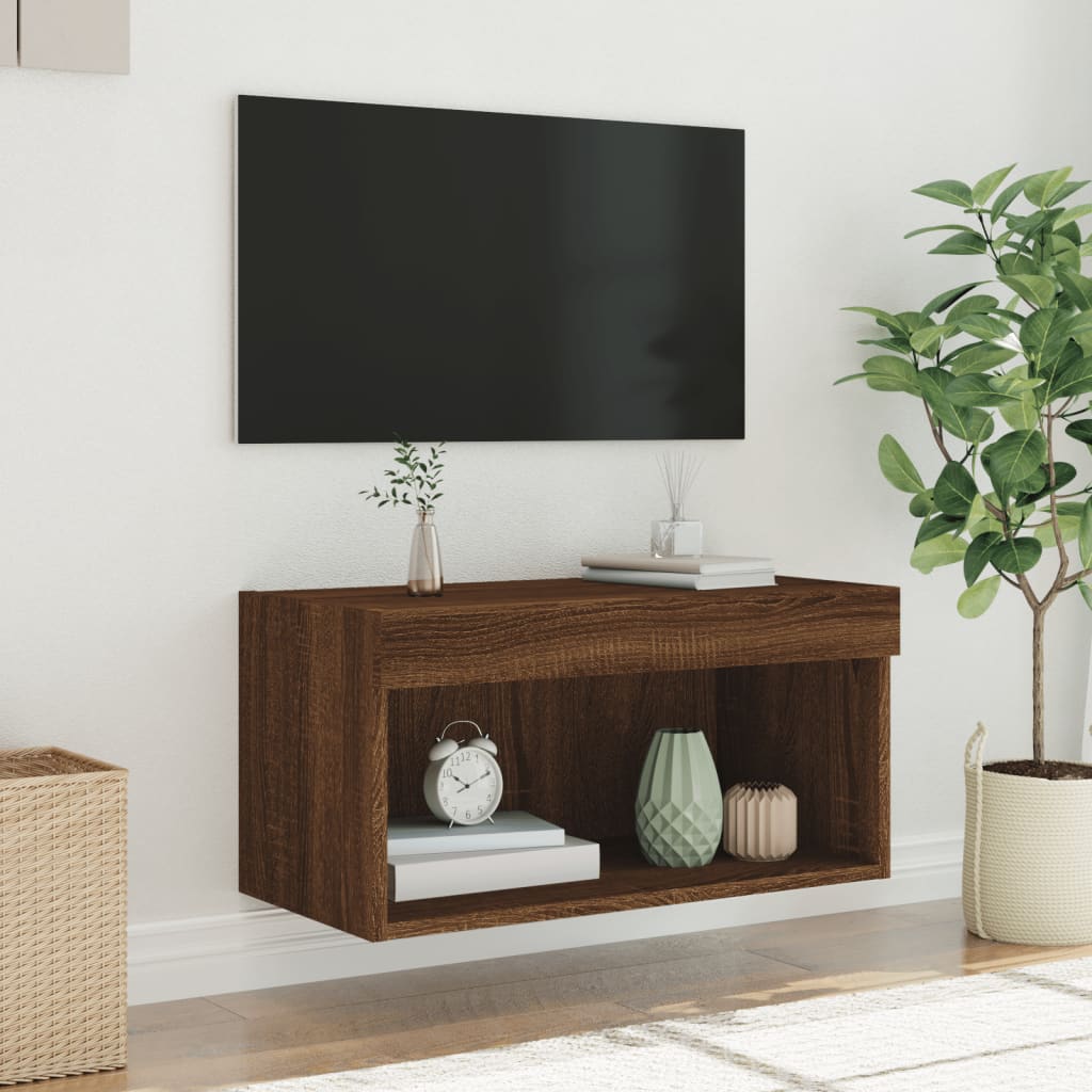 Tv-meubel met LED-verlichting 60x30x30 cm bruin eikenkleur is nu te koop bij PeponiXL, paradijselijk wonen!