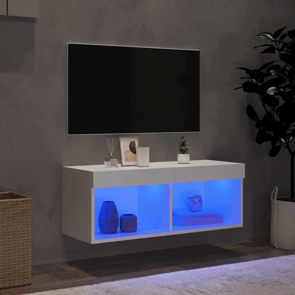 Tv-meubel met LED-verlichting 80x30x30 cm wit is nu te koop bij PeponiXL, paradijselijk wonen!