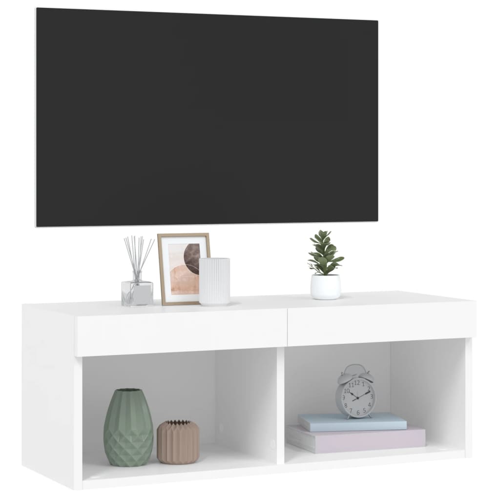 Tv-meubel met LED-verlichting 80x30x30 cm wit is nu te koop bij PeponiXL, paradijselijk wonen!