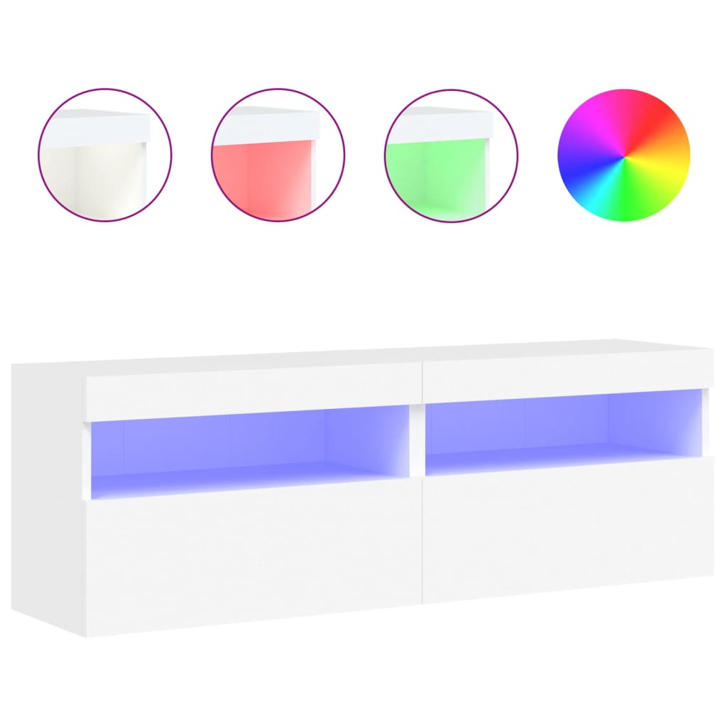Tv-wandmeubels met LED-verlichting 2 st 60x30x40 cm wit is nu te koop bij PeponiXL, paradijselijk wonen!