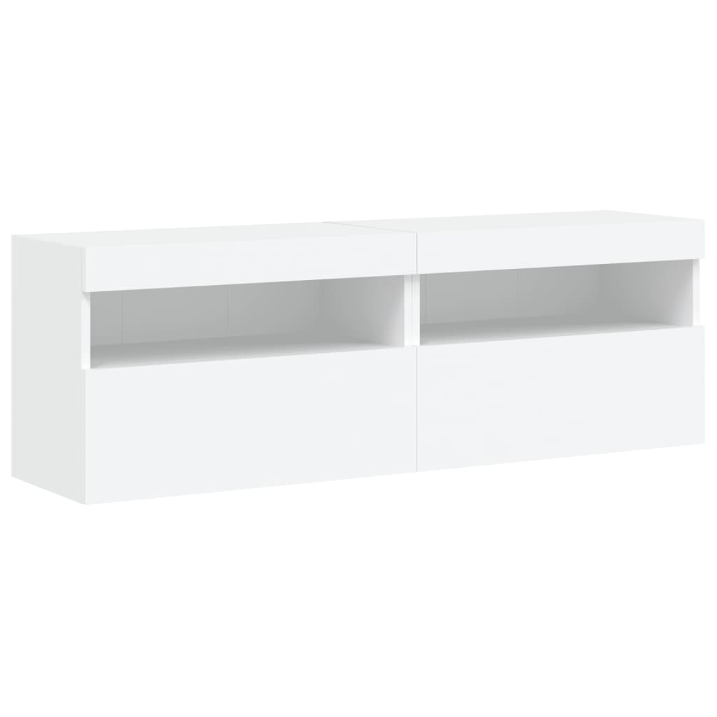 Tv-wandmeubels met LED-verlichting 2 st 60x30x40 cm wit is nu te koop bij PeponiXL, paradijselijk wonen!
