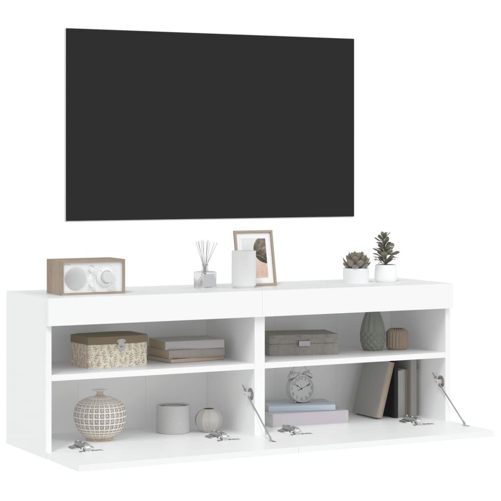 Tv-wandmeubels met LED-verlichting 2 st 60x30x40 cm wit is nu te koop bij PeponiXL, paradijselijk wonen!