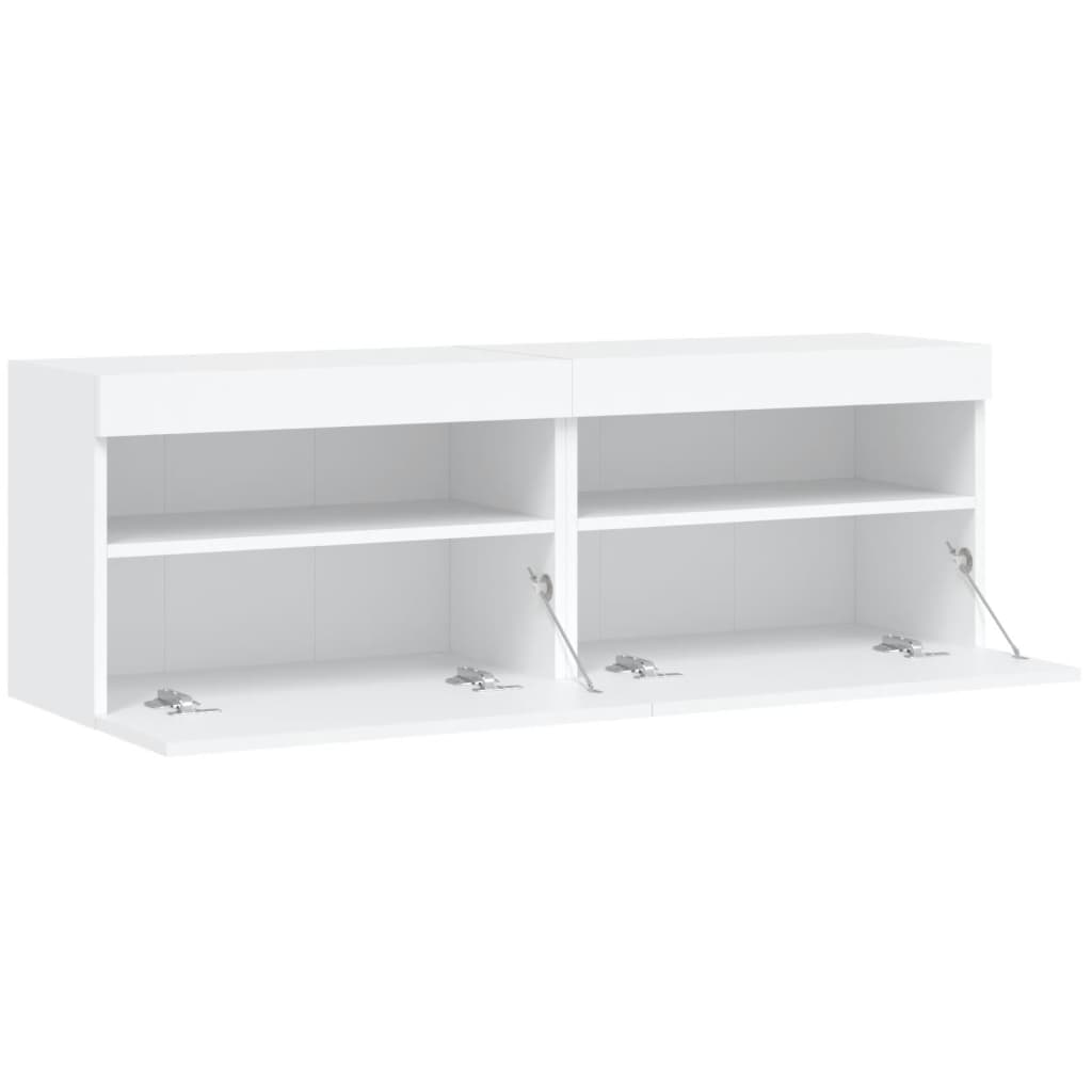 Tv-wandmeubels met LED-verlichting 2 st 60x30x40 cm wit is nu te koop bij PeponiXL, paradijselijk wonen!