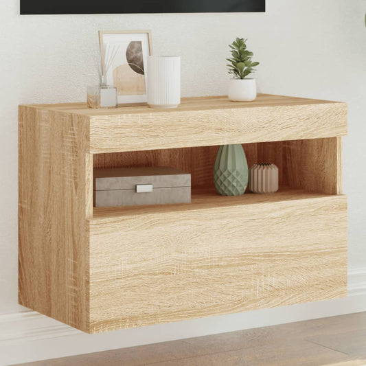 Tv-wandmeubel met LED-verlichting 60x30x40 cm sonoma eikenkleur is nu te koop bij PeponiXL, paradijselijk wonen!