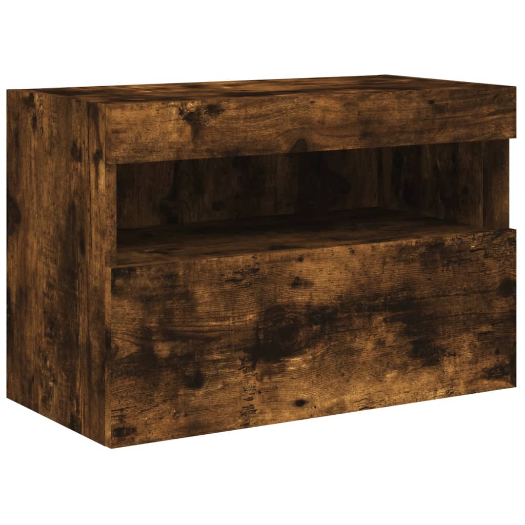 Tv-wandmeubel met LED-verlichting 60x30x40 cm gerookt eiken is nu te koop bij PeponiXL, paradijselijk wonen!