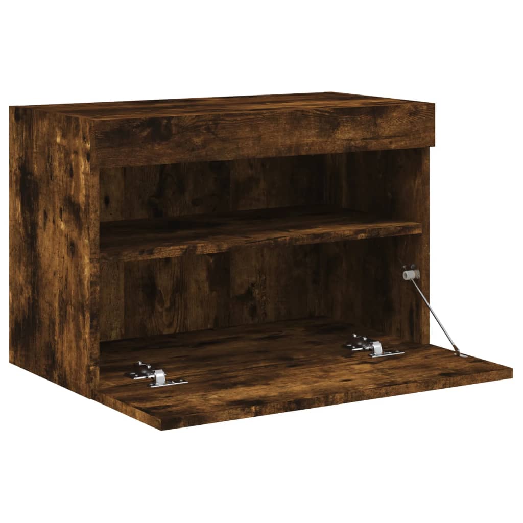 Tv-wandmeubel met LED-verlichting 60x30x40 cm gerookt eiken is nu te koop bij PeponiXL, paradijselijk wonen!