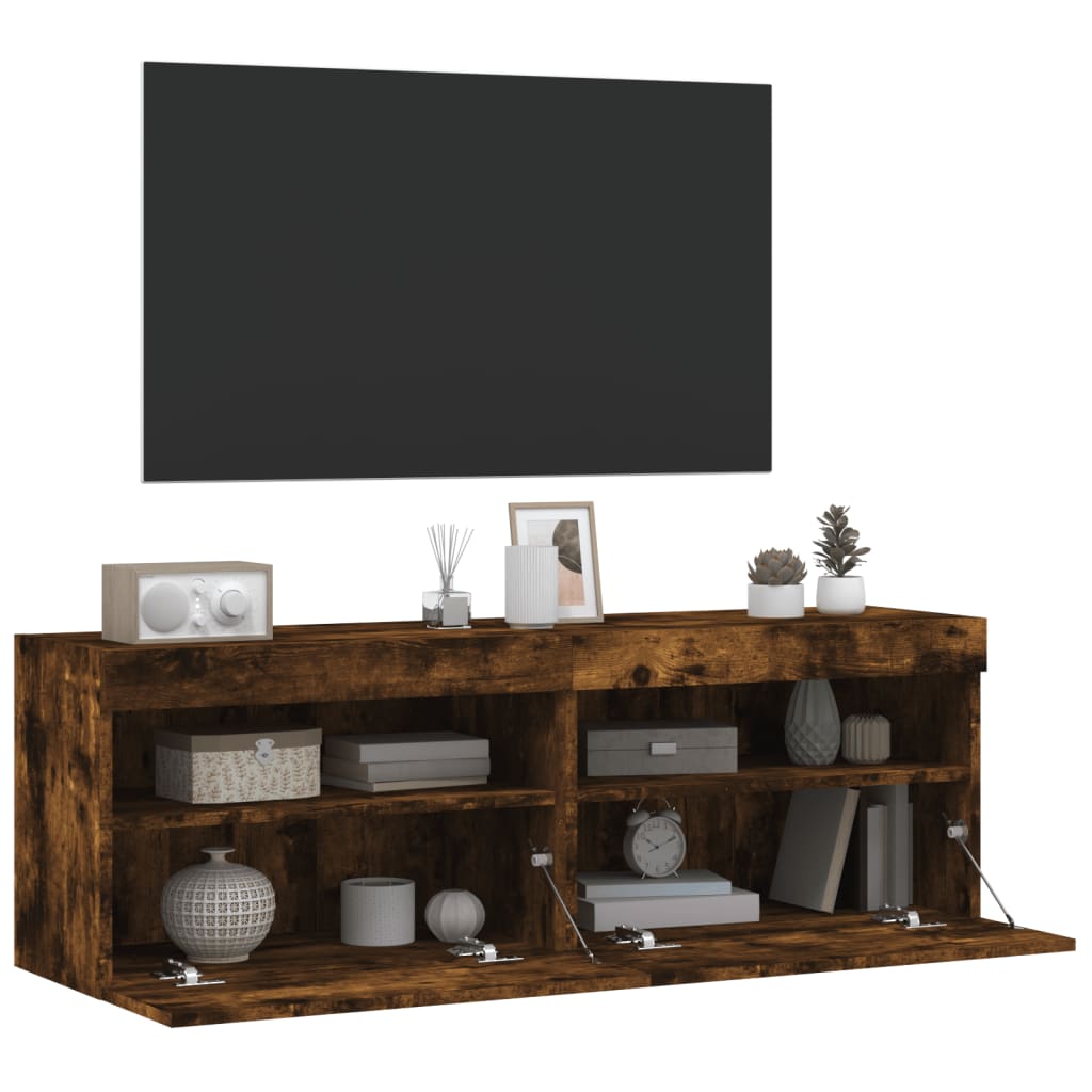 Tv-wandmeubels met LED 2 st 60x30x40 cm gerookt eikenkleurig is nu te koop bij PeponiXL, paradijselijk wonen!