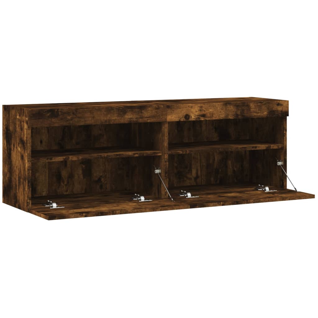 Tv-wandmeubels met LED 2 st 60x30x40 cm gerookt eikenkleurig is nu te koop bij PeponiXL, paradijselijk wonen!