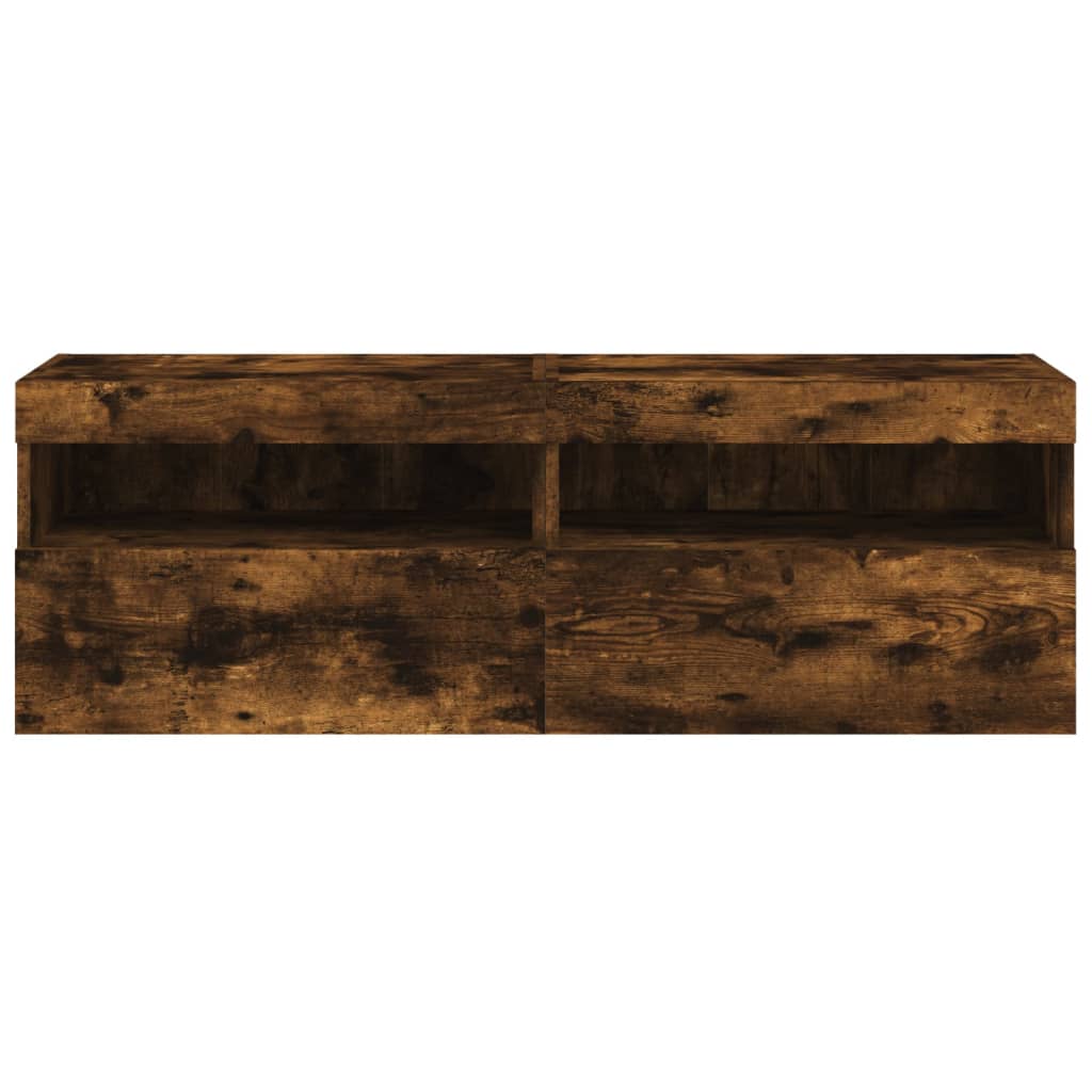 Tv-wandmeubels met LED 2 st 60x30x40 cm gerookt eikenkleurig is nu te koop bij PeponiXL, paradijselijk wonen!