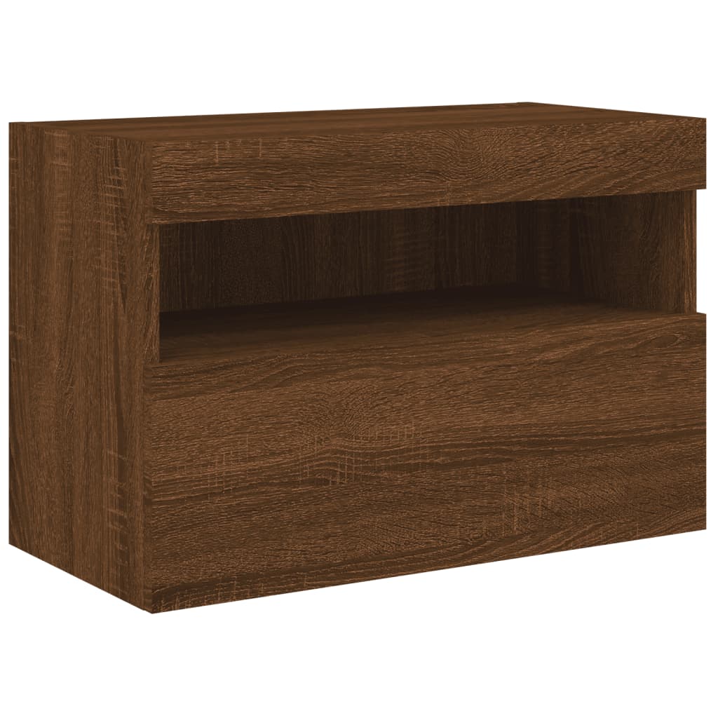Tv-wandmeubel met LED-verlichting 60x30x40 cm bruin eikenkleur is nu te koop bij PeponiXL, paradijselijk wonen!