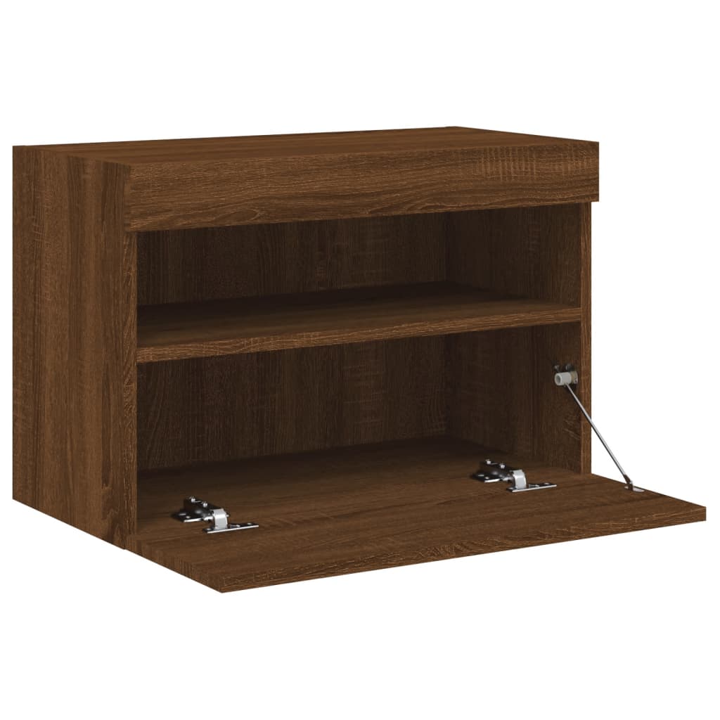 Tv-wandmeubel met LED-verlichting 60x30x40 cm bruin eikenkleur is nu te koop bij PeponiXL, paradijselijk wonen!