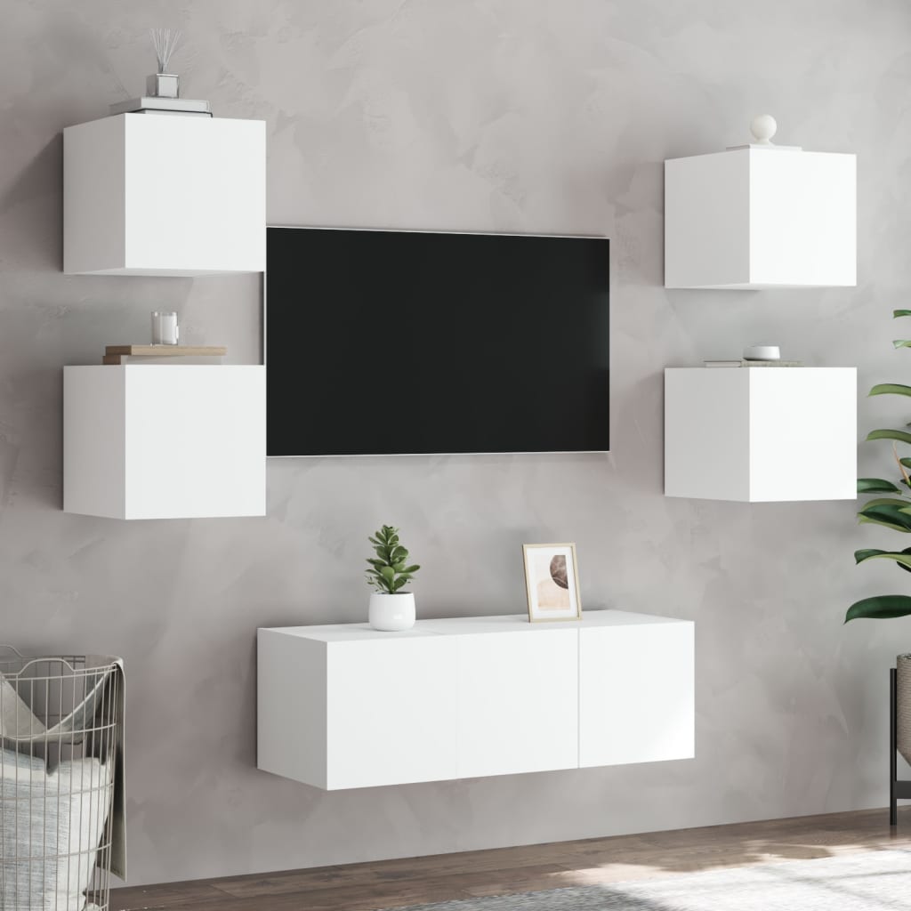 Tv-wandmeubel met LED-verlichting 30,5x35x30 cm wit is nu te koop bij PeponiXL, paradijselijk wonen!