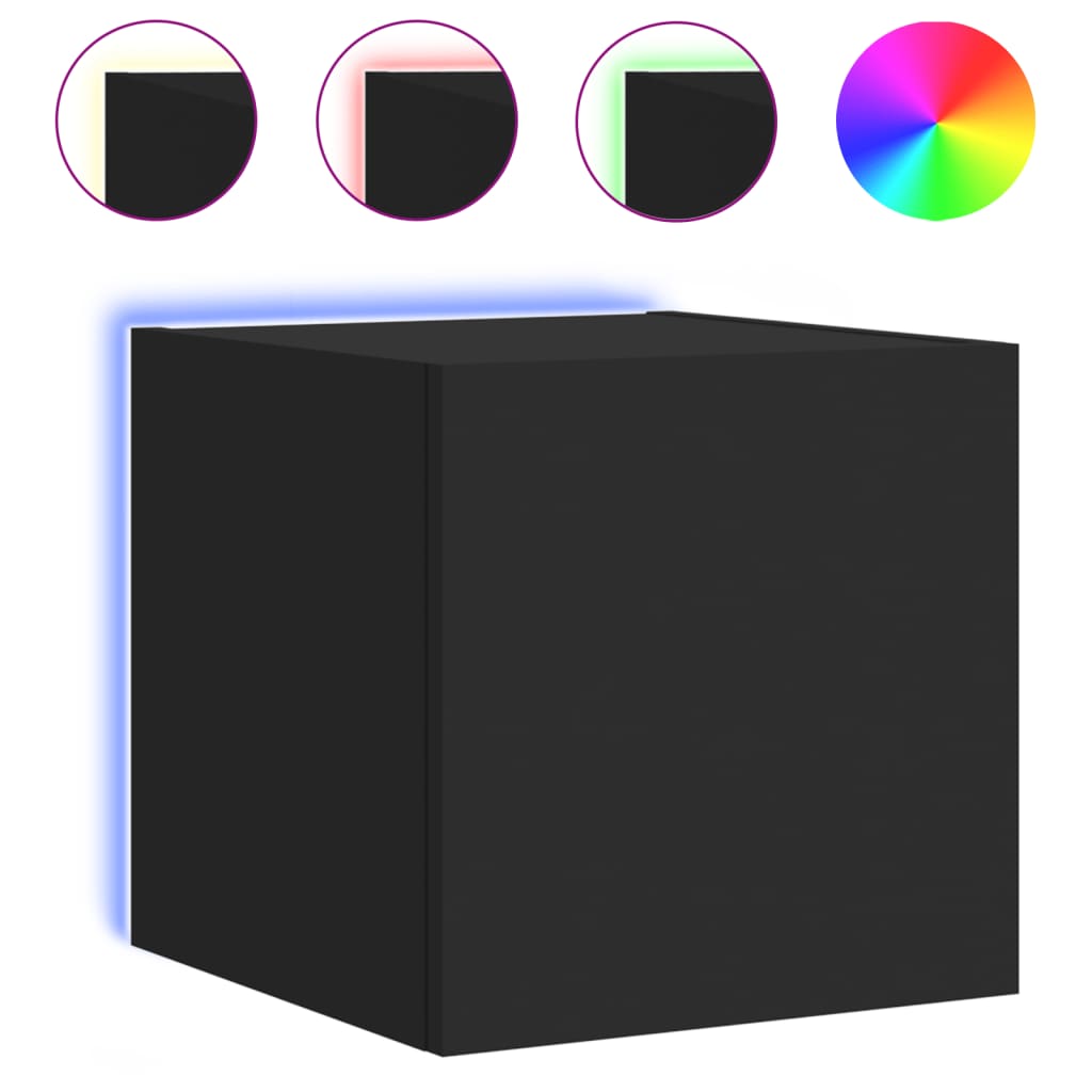 Tv-wandmeubels met LED-verlichting 2 st 30,5x35x30 cm zwart is nu te koop bij PeponiXL, paradijselijk wonen!