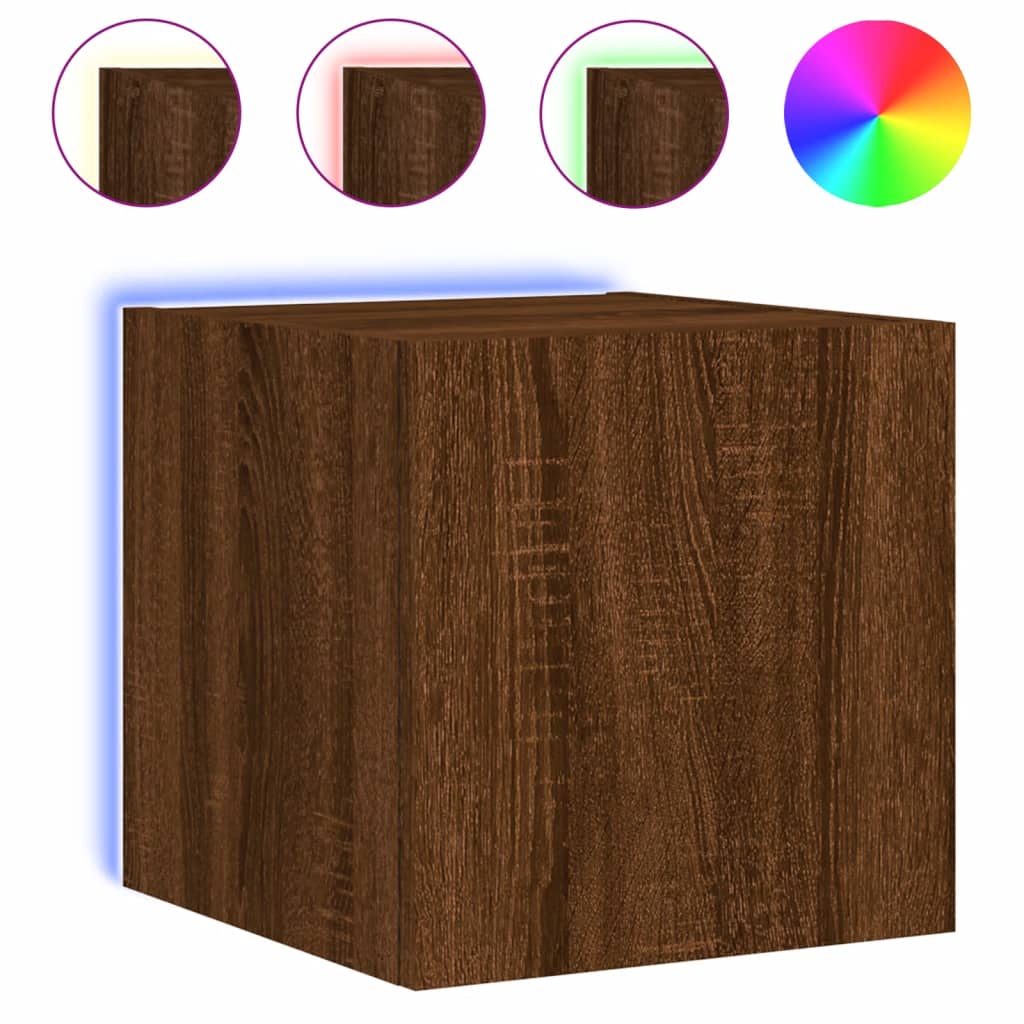 Tv-wandmeubel met LED-verlichting 30,5x35x30 cm bruineiken is nu te koop bij PeponiXL, paradijselijk wonen!