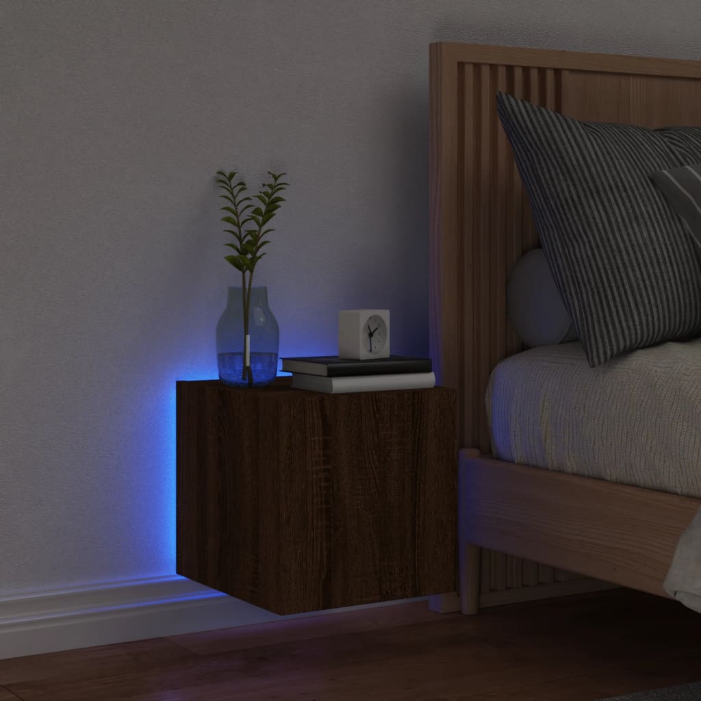 Tv-wandmeubel met LED-verlichting 30,5x35x30 cm bruineiken is nu te koop bij PeponiXL, paradijselijk wonen!