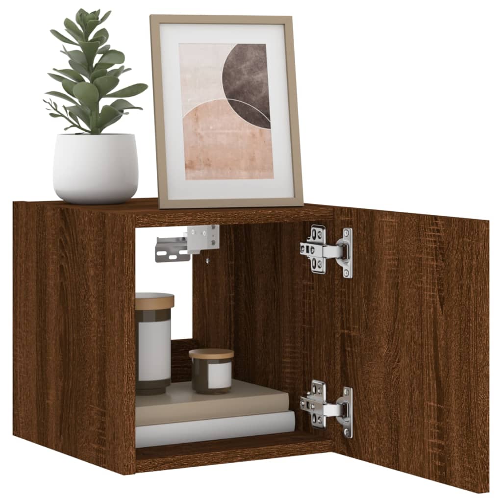 Tv-wandmeubel met LED-verlichting 30,5x35x30 cm bruineiken is nu te koop bij PeponiXL, paradijselijk wonen!