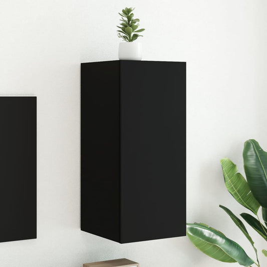 Tv-wandmeubel met LED-verlichting 30,5x35x70 cm zwart is nu te koop bij PeponiXL, paradijselijk wonen!
