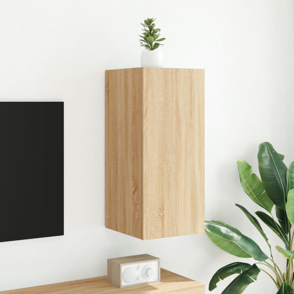 Tv-wandmeubel met LED-verlichting 30,5x35x70 cm sonoma eiken is nu te koop bij PeponiXL, paradijselijk wonen!