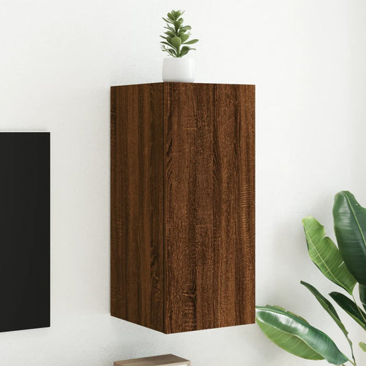 Tv-wandmeubel met LED-verlichting 30,5x35x70 cm bruineikenkleur is nu te koop bij PeponiXL, paradijselijk wonen!