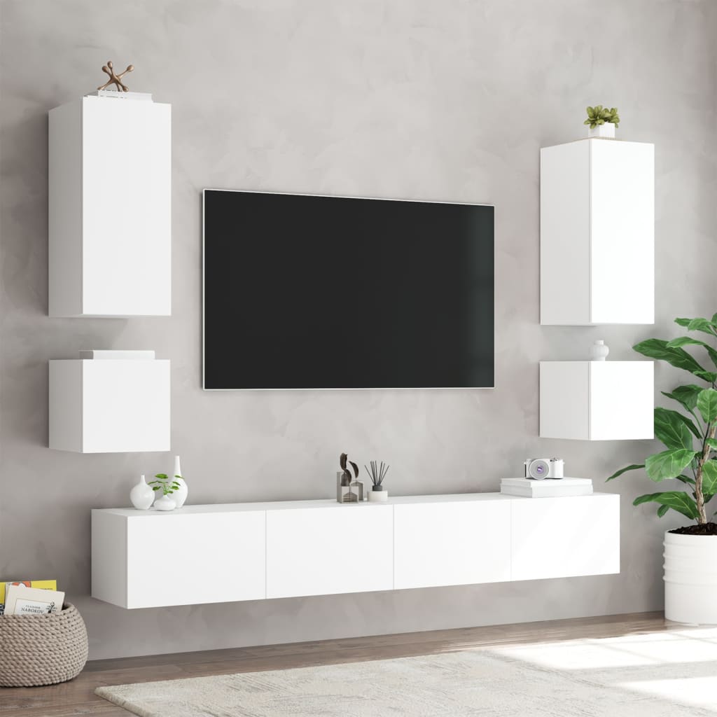 Tv-wandmeubel met LED-verlichting 40,5x35x40 cm wit is nu te koop bij PeponiXL, paradijselijk wonen!