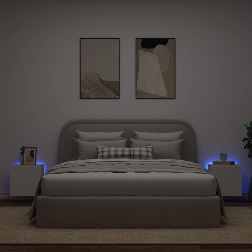 Tv-wandmeubelen met LED-verlichting 2 st 40,5x35x40 cm wit is nu te koop bij PeponiXL, paradijselijk wonen!