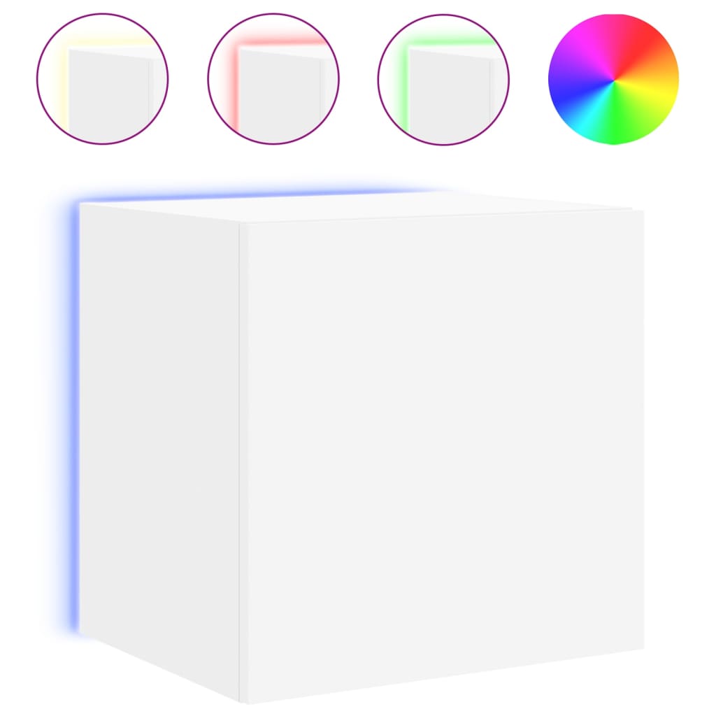 Tv-wandmeubelen met LED-verlichting 2 st 40,5x35x40 cm wit is nu te koop bij PeponiXL, paradijselijk wonen!