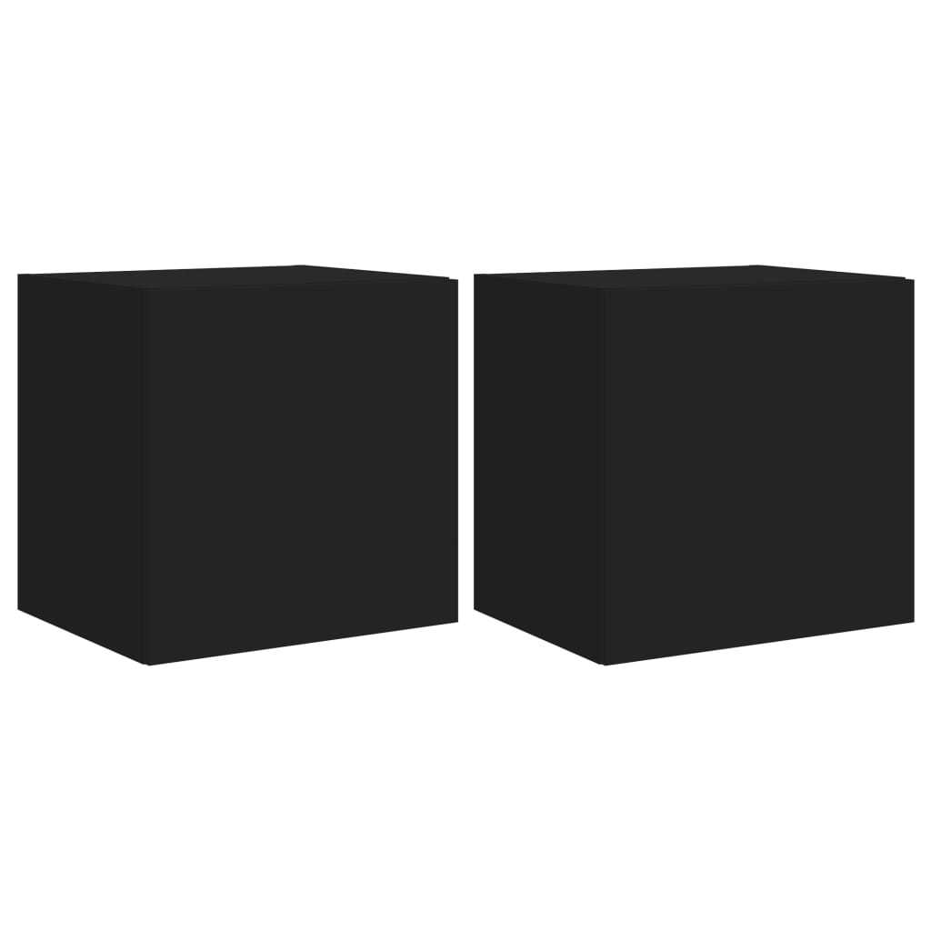 Tv-wandmeubelen met LED-verlichting 2 st 40,5x35x40 cm zwart is nu te koop bij PeponiXL, paradijselijk wonen!