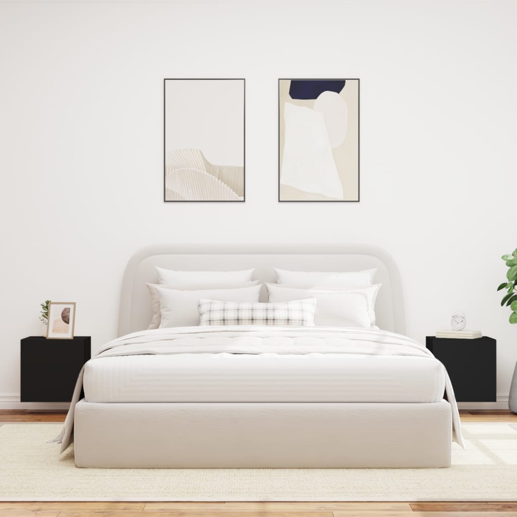 Tv-wandmeubelen met LED-verlichting 2 st 40,5x35x40 cm zwart is nu te koop bij PeponiXL, paradijselijk wonen!