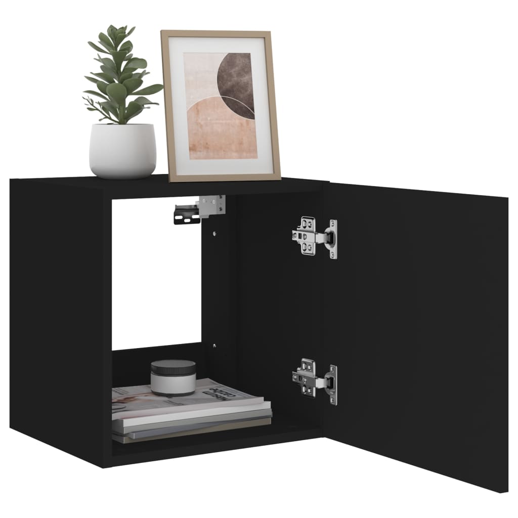 Tv-wandmeubelen met LED-verlichting 2 st 40,5x35x40 cm zwart is nu te koop bij PeponiXL, paradijselijk wonen!