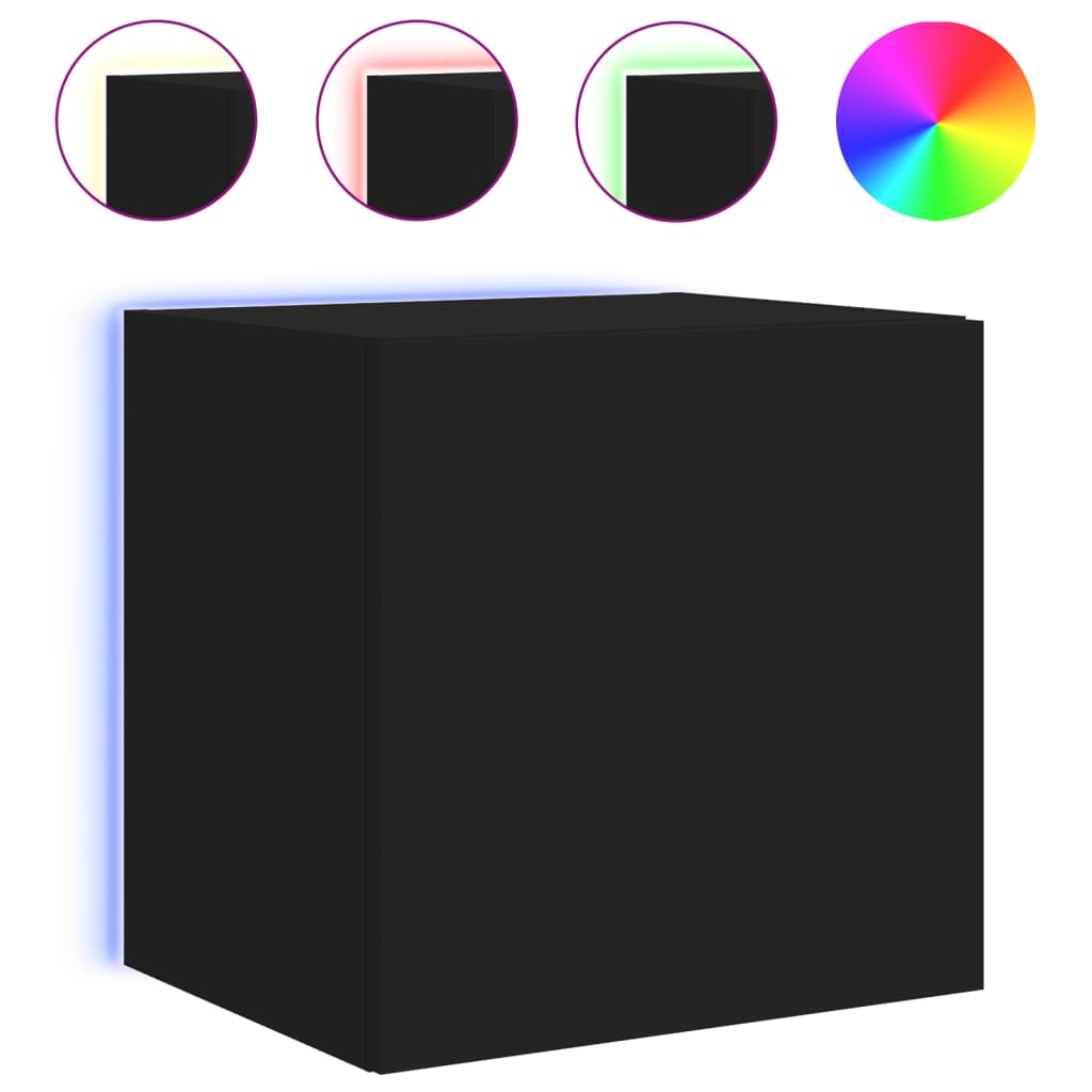 Tv-wandmeubelen met LED-verlichting 2 st 40,5x35x40 cm zwart is nu te koop bij PeponiXL, paradijselijk wonen!