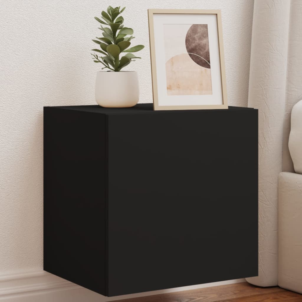 Tv-wandmeubelen met LED-verlichting 2 st 40,5x35x40 cm zwart is nu te koop bij PeponiXL, paradijselijk wonen!