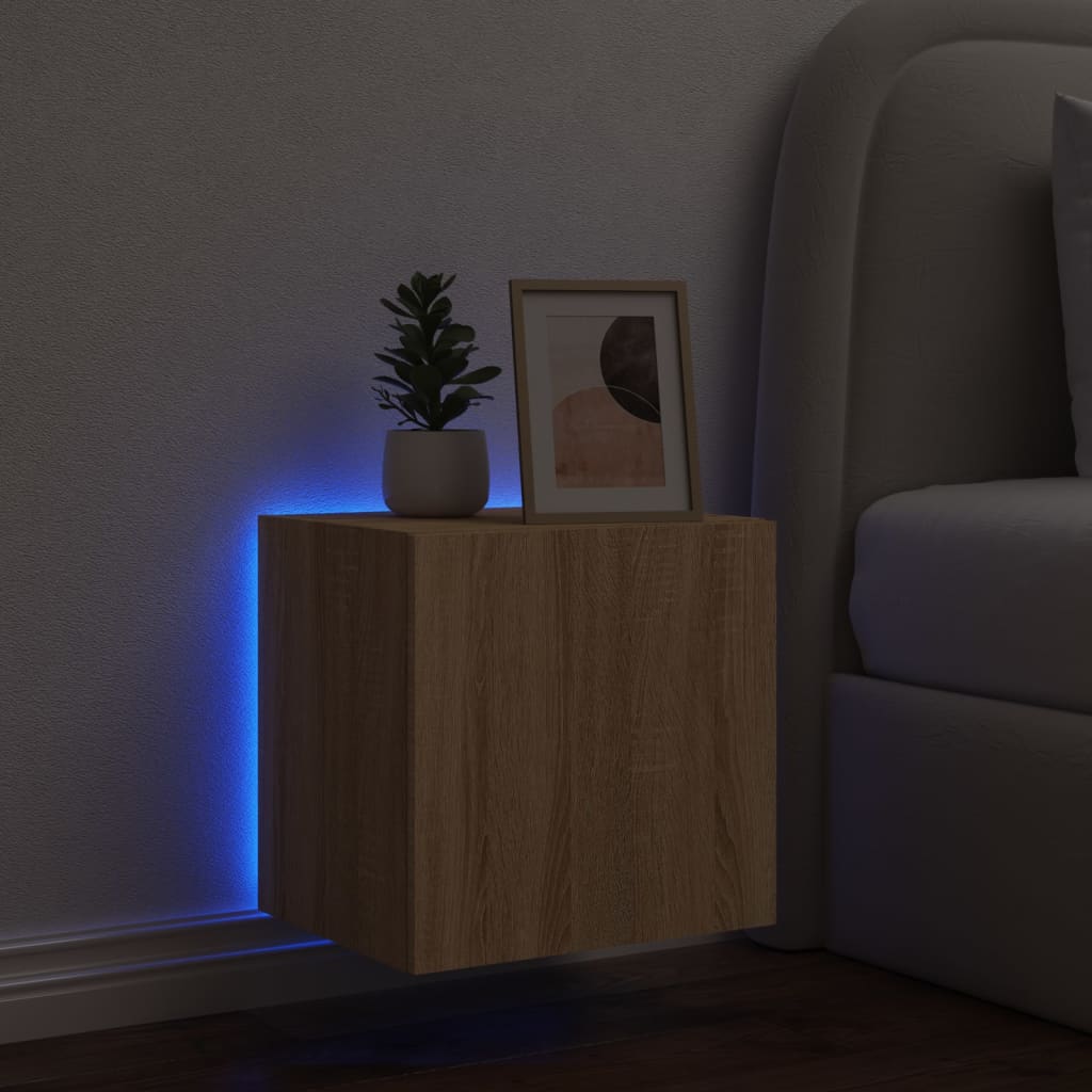 Tv-wandmeubel met LED-verlichting 40,5x35x40 cm sonoma eiken is nu te koop bij PeponiXL, paradijselijk wonen!