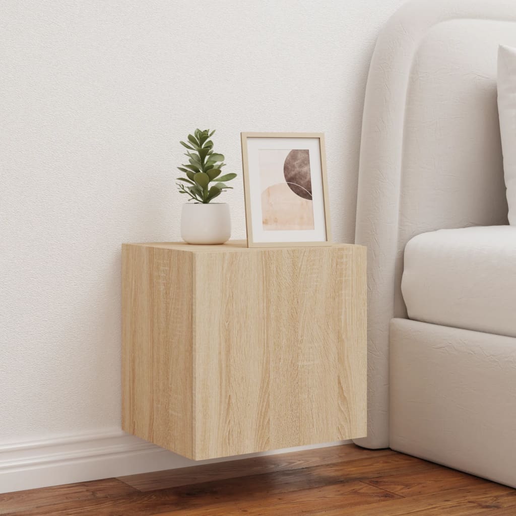 Tv-wandmeubel met LED-verlichting 40,5x35x40 cm sonoma eiken is nu te koop bij PeponiXL, paradijselijk wonen!