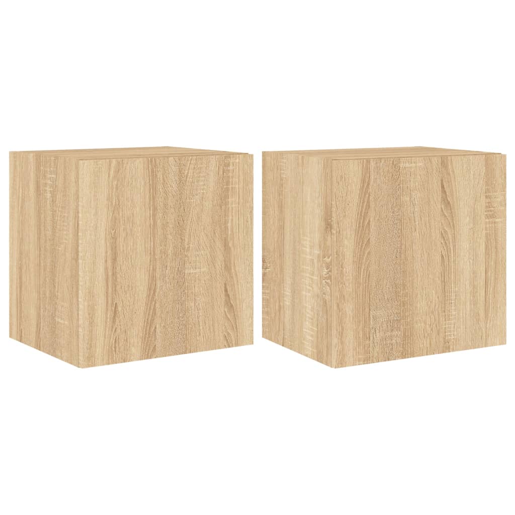 Tv-wandmeubelen met LED 2 st 40,5x35x40 cm sonoma eikenkleurig is nu te koop bij PeponiXL, paradijselijk wonen!