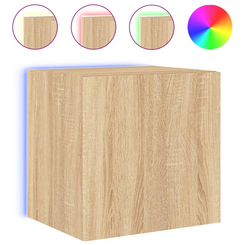 Tv-wandmeubelen met LED 2 st 40,5x35x40 cm sonoma eikenkleurig is nu te koop bij PeponiXL, paradijselijk wonen!
